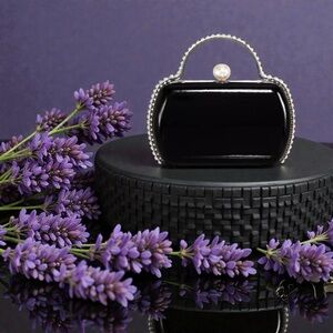 Aqua Black Pearl-Embellished Clutch